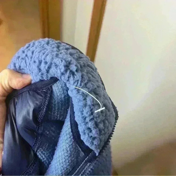 Aerie Pullover 1/4 Zip Women Small Denim Blue Oversized Long Sleeve Sherpa NWOT - Picture 9 of 9